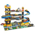 Dollox Parking Garage Toy Playset, Race Car Ramp Track Toys Sets Garage Playset with 6 Little Alloy Construction Cars Adventure Track