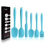 BINHAI Silicone Spatula Set - Blue 6 Piece Non - Stick Rubber Spatula with Stainless Steel Core - Heat-Resistant Spatula Kitchen Utensils Set for Cooking, Baking and Mixing