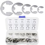 Saipe 200pcs E-Clip External Retaining Ring Assortment Kit 10 Sizes E-Clip Circlip Ring 304 Stainless Steel Opening Snap Ring Circlip Set with Box (1.5/2 /3/4/5/6/7/8/9/10mm)