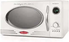 Nostalgia RMO4IVY Retro 0.9 Cubic Foot 800-Watt Countertop Microwave Oven, 5 Power Levels and 12 Cook Settings, LED Display, Ivory