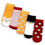 LEALDEALZ kids socks for boys and girls, soft cotton with Antibacterial Wash Pack of 5 Cartoon Printed socks for 5-7 years