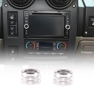 Qiosreui Air Conditioner Switch Knob Ring Trim Cover for Hummer H2 2003-2007,AC A/C Control Knob Cover Trim,Aluminum Alloy (Silver)