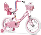 Glaf Kids Bike for Girls Boys Ages 3-9 Years, 12 14 16 Inch Girls Bike with Doll Seat, Kids Bicycle with Training Wheels and Basket, Boys Bikes(16 inch, Pink)