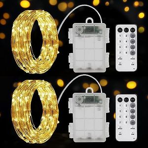 Luci LED a Batteria, 2 x 6M 60LED Lucine LED Decorative 8 modalità con timer Luci Stringa Impermeabile IP65 Esterno Interno Luci LED Stringa per Natale Matrimonio Feste Giardino Stanza