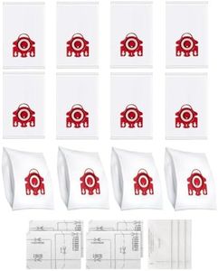 Intendvision 12 Packs 3D Airclean Bags Compatible for Miele 3D FJM Vacuum Cleaner Bags FJM Dustbags, for Complete C1, Compact C1, Compact C2, S6, S4, S700 S500 S300 S200 Series with 4 Set Filters