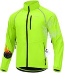 Men's Winter Cycling Jackets Thermal Warm Water Resistant Running Bike Windproof Windbreaker Reflective Fleece Cold Weather Mountain Biking Bicycle Riding Gear(Fluorescent Yellow,XXXL)