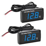 Linkstyle 2PCS Car Digital Voltmeter Gauge, DC 8V-16V LED Digital Voltage Meter, Reverse Wire Protection, for Motorcycle SUV