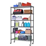 BestOffice 6 Tier Wire Shelving Unit Heavy Duty Metal Shelves Heavy Duty Storage Unit Wire Rack Commercial Grade Utility for Bathroom Office Capacity-18x48x82 (Black)