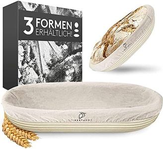 Liebspecht® Cesto Lievitazione Pane Ovale in Canna Peddig di Alta Qualità (Ø 28 cm) - Con Inserto di Lino Lavabile - Adatto per 500g di Impasto - L'Accessorio Perfetto per La Panificazione