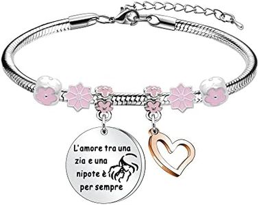 Tibond Regalo di Zia Nipote Bracciale da Donna Braccialetto con Bead Rosa Regalo di Compleanno L'amore tra una Zia e una Nipote è per Sempre per Zia Nipote
