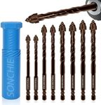 SONCHIE Serrated Drill Bits 8-Piece Set 1/4“-1/2” High Strength Special Serrated Twist Bits 6/8/10/12mm Multi-Purpose Masonry Drill Bit Set for Concrete/Tile/Glass/Hard Plastic