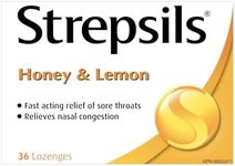 Strepsils Fast and Effective Relief for Sore Throat, Lozenges, Honey and Lemon, 36 count