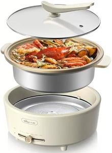 TechBear Electric Shabu Shabu Pot with Removable, 5L Non-Stick Electric Hot Pot with Sliding Lever Temperature Control & Transparent Glass Lid for Party, Family and Friend Gathering