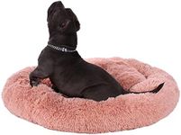 BinetGo Dog Bed Calming Cat and Dog Beds, 32 inches Pink Cat Bed, Black/Pink/Beige Puppy Bed,Original Calming Donut Cat and Dog Bed in Shag Fur– Machine Washable, Anti Slip Waterproof Bottom