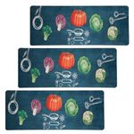 Kuber Industries Pack of 3 Kitchen Mats for Floor | Carpet Rug for Entrance | Floor Carpet | Carpet for Home | Runner for Kitchen | Kitchen Floor Runner | Anti-Skid | Vegetables Print | Green