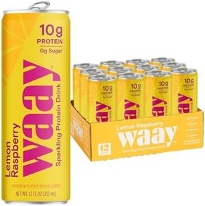 WAAY Sparkling Protein Drink, Lemon Raspberry, 12 fl oz Can, 10g Protein, 0g Sugar, 45 Calories (12 Pack)