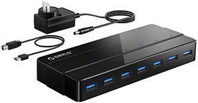 Powered 7-Port USB 3.0 Hub, ORICO USB Data Hub with 12V Power Adapter, Multi USB 3.0 Splitter with 3.3 Ft Long USB Cable for PC, Laptop, Keyboard, Mouse, HDDs and More-Black