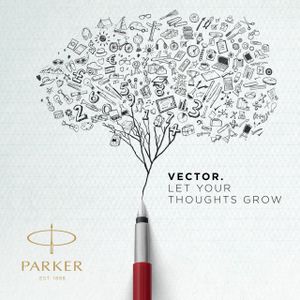 Parker Vector Fountain Pen – Black with Chrome Trim, Medium Nib, Blue Ink