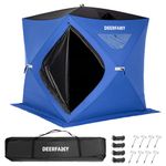 DEERFAMY Ice Fishing Shelter, 3-4 Person Ice Fishing Tent, Pop up Ice Shanty Insulated Tent with Carrying Bag, 8 Ice Anchors, Blue