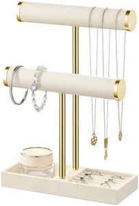bussdis 2 Tier Bracelet Holder Display, Necklace Holder Organizer, Beige