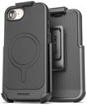 Encased Thin Armor for iPhone 16e Case with Belt Clip (Compatible with MagSafe) Slim Flexible Magnetic Cover and Holster Black