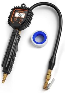 AstroAI Digital Tire Pressure Gauge with Inflator, 250 PSI Air Chuck and Compressor Accessories Heavy Duty Tire Inflator Gauge Compatible with Bicycle/Truck/SUV/Motorcyle/RV (White)