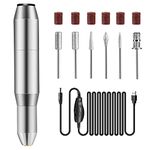DELIFO Nail Drill Set,Electric Portable Nail File Drills Kit with 6 Heads & 6 Sanding Bands, Professional Manicure Pedicure Machine Tools for Acrylic Nails, Polishing Shape, USB Rechargeable