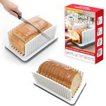 New Upgrade Bread Slicer for Homemade Bread, Adjustable Width, Foldable and Compact Cutting Guide with Crumb Tray, Suitability for Homemade Bread, Bagels, Cakes