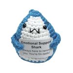 Finyoffiy Positive Crochet Shark Gifts, Crocheted Emotional Support Animal, Unique Birthday Gift for Shark Lovers Friends Women Men (Blue)