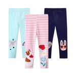 EmaoFun Girls Leggings,Full Length Cotton Tights Pants,Pack of 3(3-7 Years)(Apple,7T)