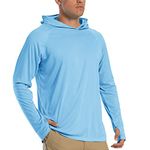 TACVASEN Long Sleeve Top Mens Rash Guard Hoodies UV Protection T Shirt UPF 50+ Hoodie Mens Camping Hiking T-Shirts Blue