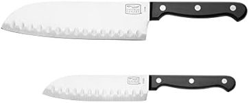 Chicago Cutlery 2-Pc Knife Set, Santoku and Partoku Cooking Knife Set, Stainless Steel, Black Polymer Handle Kitchen Knife for Cutting, Chopping, Dicing, Mincing and More