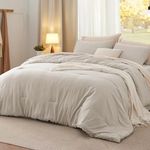 Bedsure Queen Size Comforter Set, Linen Soft Prewashed Bed Comforter for All Seasons, 3 Pieces Warm Bedding Sets, 1 Lightweight Comforter (90"x90") and 2 Pillowcases (20"x26")