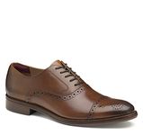 Johnston & Murphy Men’s Conard 2.0 Cap Toe Shoe – Men's Dress Shoes, Dress Shoes for Men, Rich Italian Leather Shoes, Men’s Work Shoes, Cushioned Footbed & Rubber Sole, Tan Full Grain, 11 Wide