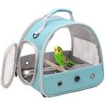 Interfashioner® Small Bird Travel Carrier, Portable Bird Cage for Parrot Parakeet Budgie Reptile with Stainless Steel Tray and Wooden Perch (Green)