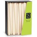 Tapered Dinner Candles Non Drip Table Candlestick Unscented Ivory 7 Hour Burn Time 50 Pack