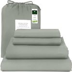 Lenzuola 200 Thread Count Cotton Sheets for King Size Bed, Organic 100% Cotton Bed Sheets Set, King Bed Sheets with Deep Pockets, 4 Piece Fitted Bedding Sheets King Sheet Set (Olive)