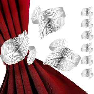 Leaf Silver Napkin Rings, Fall Napkin Rings Set of 6, Thanksgiving Wedding Banquet Bridal Shower Dinner Fiesta Autumn Easter Christmas Holiday Party Table Decorations