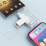 USB 3.0 Flash Drive 256GB, USB C Memory Stick, 4 in 1 Type-C+USB3.0+Lightning+Micro USB Photo Stick, iPhone External Storage Thumb Drive Compatible with iPhone/iPad/MacBook/Android/Laptop/Tablet/PC