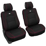 FH Group Automotive Seat Cushions Black Red Trim Universal Fit Ultra Comfort Leatherette Front Set fits most Cars, SUVs, and Trucks, Airbag Compatible PU205BLACKREDTRIM102