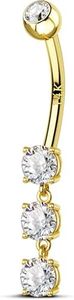 OUFER Gold Belly Button Rings, 14K Gold Belly Rings for Women, 14G Dangle Belly Piercing Jewelry, Clear CZ Navel Piercing Jewelry, Navel Rings-10mm