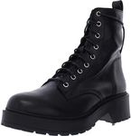 Steve Madden Women's Tornado Combat Boot, Black Leather, 8.5