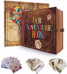Our Adventure Book Scrapbook DIY Handmade Retro Style Travel Souvenir Embossed Letter Cover 146 Pages DIY Album for Anniversary, Couple Gifts