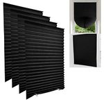 Temporary Blinds for Windows,4 Pack No Drill Blinds Stick on Blinds Curtains for Bedroom Kitchen Bathroom Windows,Light Filtering Privacy Protection, with 8 Clips (Black-4pcs, 60 * 150cm)