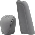 AAKICHI 2Pcs Set Silicone Gear Shift Knob Cover Car Handbrake Cover Anti-Slip Grip Design Universal Silicon Cover For Car (Grey)