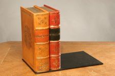 Gold Florentined Genuine Leather Bookends