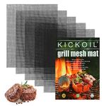 Grill Mesh Mat Set 5 Barbecue Grill Accessories Reusable Non-Stick Grill Mat for Vegetables Fish Grilling Mat Sheets for Outdoor Smoker Charcoal Gas Electric Grill BBQ Tools,XL 15.75 x 13 inch, Black