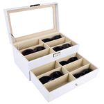 AUTOARK Leather 12 Piece Eyeglasses Storage and Sunglass Glasses Display Drawer Lockable Case Organizer,White,AW-053