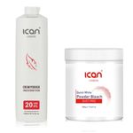 ICAN LONDON PROFESSIONAL CREAM PEROXIDE 20 VOL 6% 1000 ML + WHITE POWDER BLEACH (JAR)500 G SET