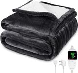 MYCARBON Heated Blanket 157 * 180cm, Soft Flannel Sherpa Electric Heated Throw Blanket Fleece Overblanket with 10h Timer, 6 Heat Settings, Machine Washable, Overheat protection, CE UKCA Certified